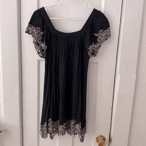 Forever 21 Black Mini Dress w/ Floral Lace Detail (S)
